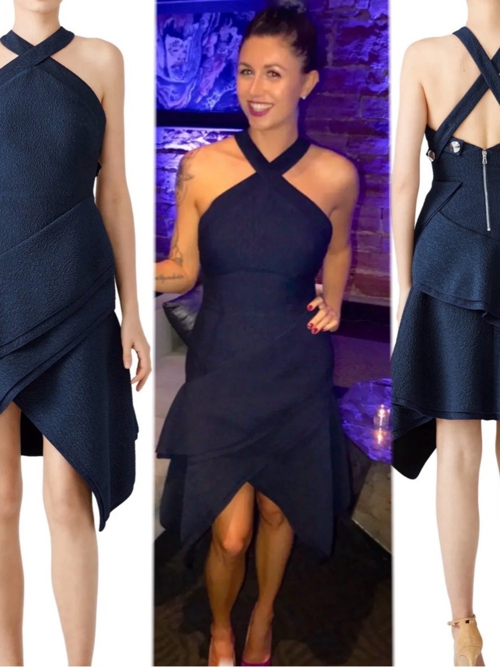 Antonio Berardi Navy Halter Asymmetrical Dress size 38 or US 2.